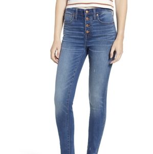 Madewell 10” High Rise Skinny Jeans Button Fly Raw Hem size 24